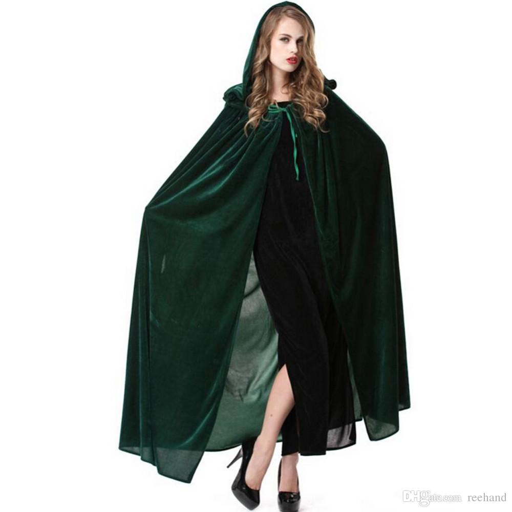 B048-5Halloween накидка костюм вечеринки одежда для выступлений плотный бархатный плащ ведьмы